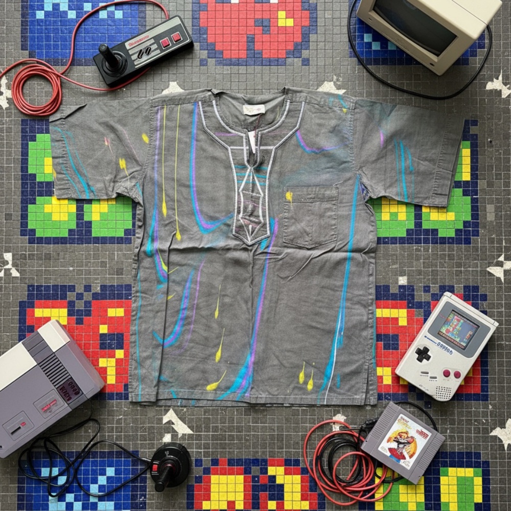 Half Looks Art Dashiki Graphic Tee Gray Boxy